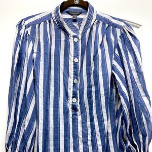 Banana Republic Ramie Popover Striped Blouse